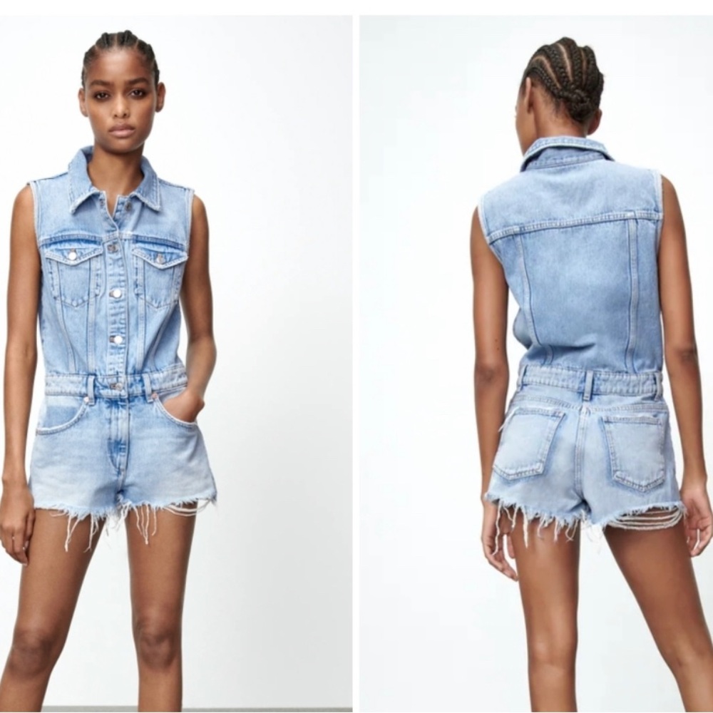 Zara brand new short denim jumpsuit. Size small